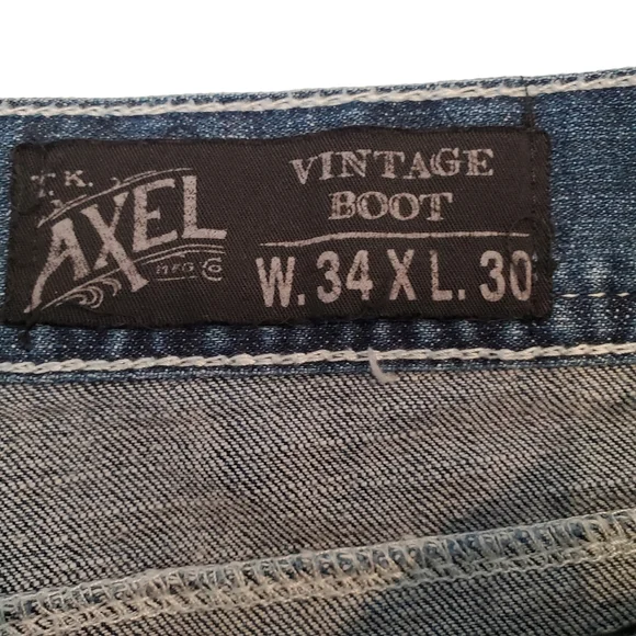 TK Axel Men's Weston Vintage Boot Jeans Flap Pockets Denim Distressed 34x29 - Picture 3 of 15